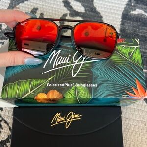 Maui Jim Keokea Polarized Aviator Sunglasses RM447-04T/MJ0447S-003 New $259